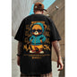 Loose Round Neck Ins Style Half Sleeve Couple T-shirt With Hooded Bear