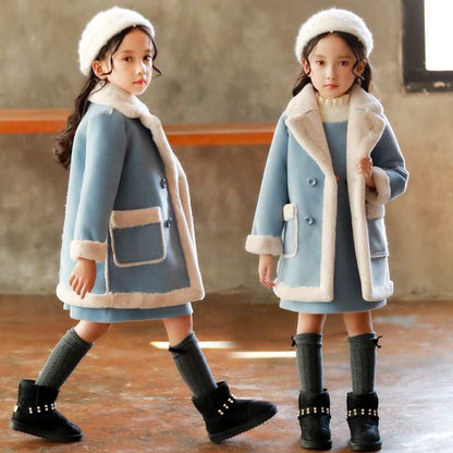 Girls Double Breast Cotton Trim Coat Girls Double Breast Cotton Trim Coat J&E Discount Store 