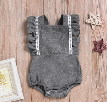 Linen Back Buckle Baby Rompers Linen Back Buckle Baby Rompers J&E Discount Store 