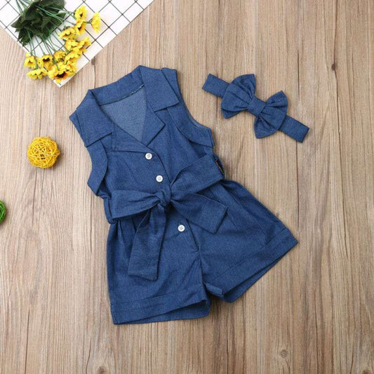 Pudcoco Girl Sleeveless Denims Romper Pudcoco Girl Sleeveless Denims Romper J&E Discount Store 