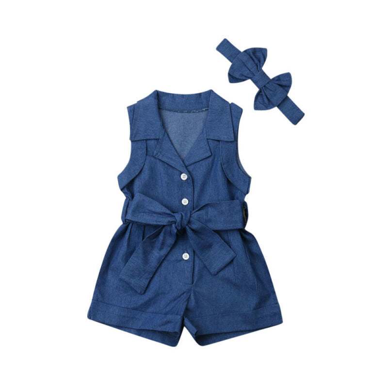 Pudcoco Girl Sleeveless Denims Romper Pudcoco Girl Sleeveless Denims Romper J&E Discount Store 