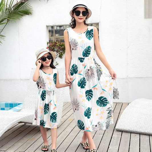 Daughter Vacation Beach Vest Long Skirt Mother And Daughter Vacation Beach Vest Long Skirt J&E Discount Store 