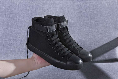 Canvas Sneaker-High-Top Flat-Heel Buckle - J&E Discount Store