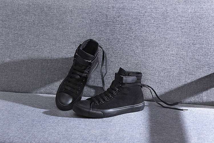 Canvas Sneaker-High-Top Flat-Heel Buckle - J&E Discount Store