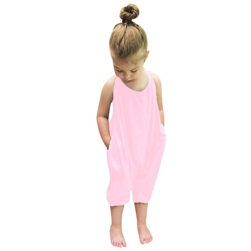 Fashion Kids Baby Girls Strap Cotton Romper Toddler Sling Jumpsuit Harem Trousers Lace New Fashion Kids Baby Girls Strap Cotton Romper Toddler Sling Jumpsuit J&E Discount Store 