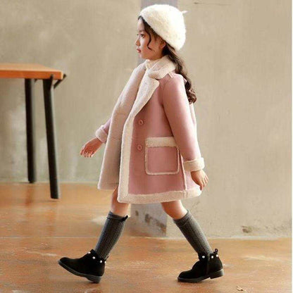 Girls Double Breast Cotton Trim Coat Girls Double Breast Cotton Trim Coat J&E Discount Store 