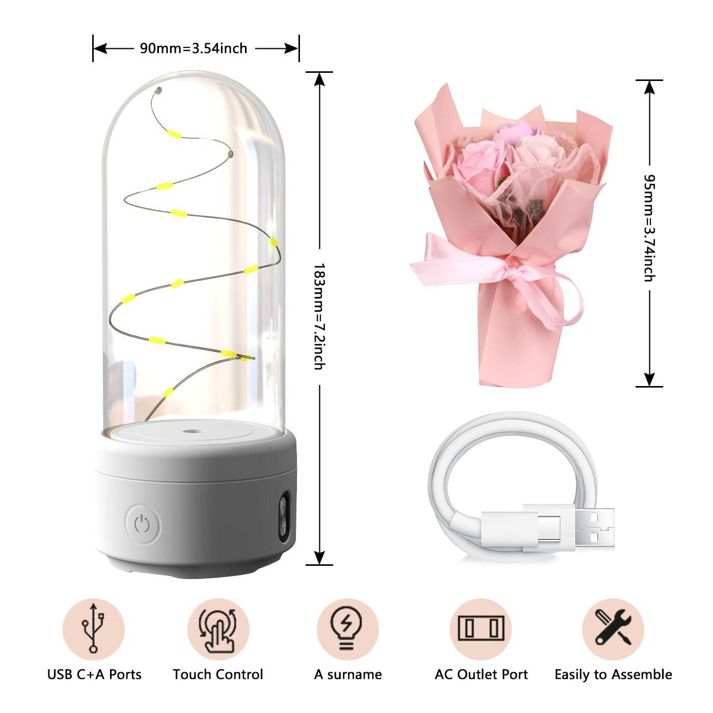 Bluetooth Speaker Gift Rose Luminous Night Light Ornament 2 In 1 Bouquet LED Light And Bluetooth Speaker Gift Rose Luminous Nigh J&E Discount Store 