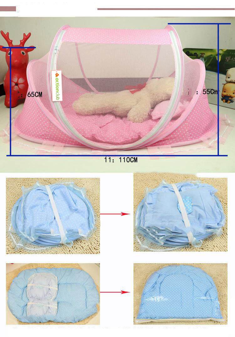 Foldable Baby Bed Net Foldable  Baby Bed Net With Pillow Net 2pieces Set J&E Discount Store 