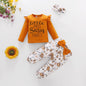 Flower Letter Pattern Flounced Sleeve Bow Girl' Flower Letter Pattern Flounced Sleeve Bow Girl's Three-piece J&E Discount Store 