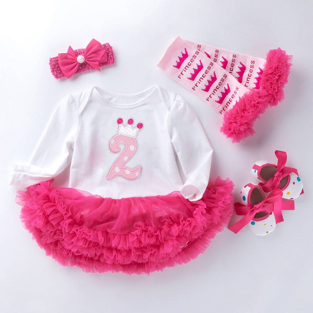 Infant Long Sleeve Cotton Rose Red Infant Long Sleeve Cotton Rose Red For Girl Yarn Dress J&E Discount Store 