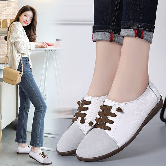 White Shoes Women Casual Little White Shoes Women Casual All-match Soft-soled Flat Shoes Low-to J&E Discount Store 