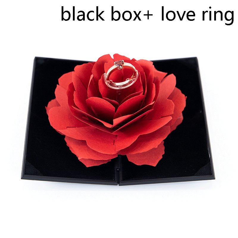 3D Love Box Heart-shaped Rose Flower Rotating Ring Box Valentines Day Gift - J&E Discount Store