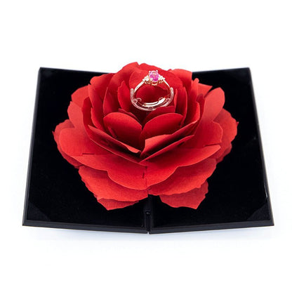 3D Love Box Heart-shaped Rose Flower Rotating Ring Box Valentines Day Gift - J&E Discount Store