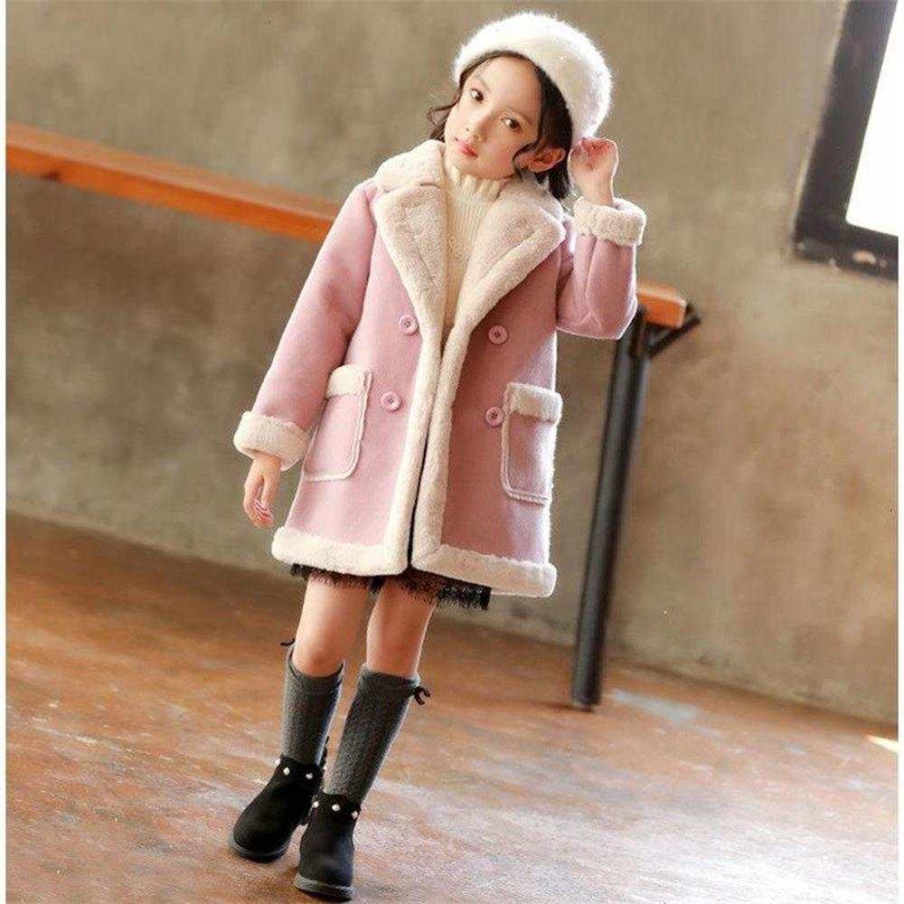 Girls Double Breast Cotton Trim Coat Girls Double Breast Cotton Trim Coat J&E Discount Store 