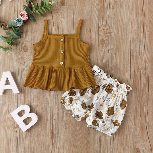 Girls Summer Clothing Set Printed Tank Top Shorts Girls Summer Clothing Set Printed Tank Top Shorts Two-piece Sleeveless J&E Discount Store 