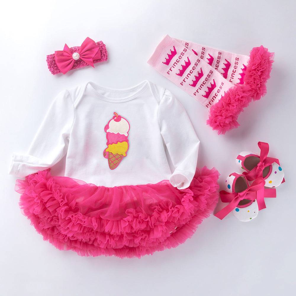 Infant Long Sleeve Cotton Rose Red Infant Long Sleeve Cotton Rose Red For Girl Yarn Dress J&E Discount Store 