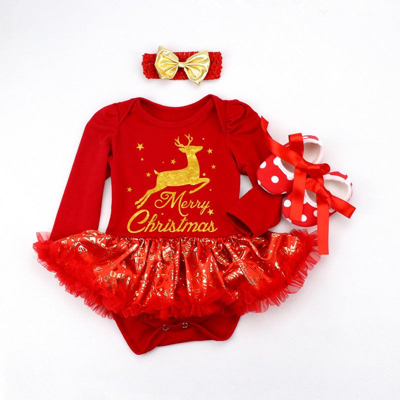 Newborn Baby Christmas Long Sleeve Romper Dress Newborn Baby Christmas Long Sleeve Romper Dress J&E Discount Store 