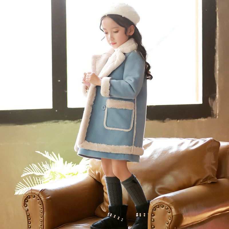 Girls Double Breast Cotton Trim Coat Girls Double Breast Cotton Trim Coat J&E Discount Store 