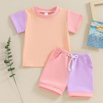 Matching Short-sleeved Matching Short-sleeved T-shirt And Shorts Two-piece Set J&E Discount Store 