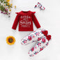 Flower Letter Pattern Flounced Sleeve Bow Girl' Flower Letter Pattern Flounced Sleeve Bow Girl's Three-piece J&E Discount Store 