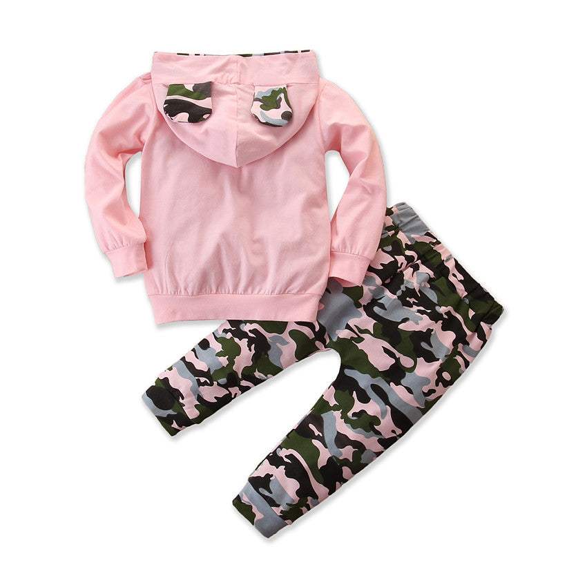 Autumn Hooded Sweater Small Suit Ins Type Female Baby Camouflage 2 Piece Set Girls Spring And Autumn Hooded Sweater Small Suit Ins Type Female Baby J&E Discount Store 