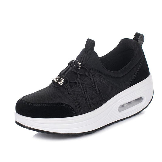 Black Women Mesh Style Sneaker with thick Sole