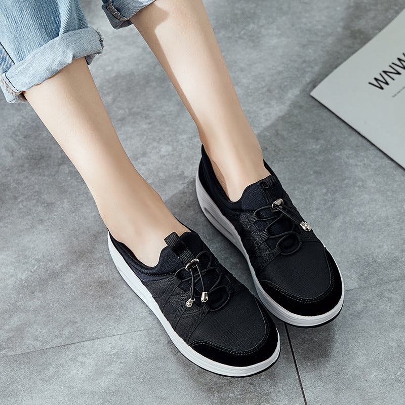 Black Women Mesh Style Sneaker with thick Sole