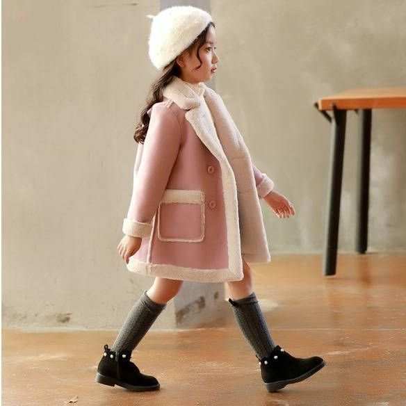 Girls Double Breast Cotton Trim Coat Girls Double Breast Cotton Trim Coat J&E Discount Store 