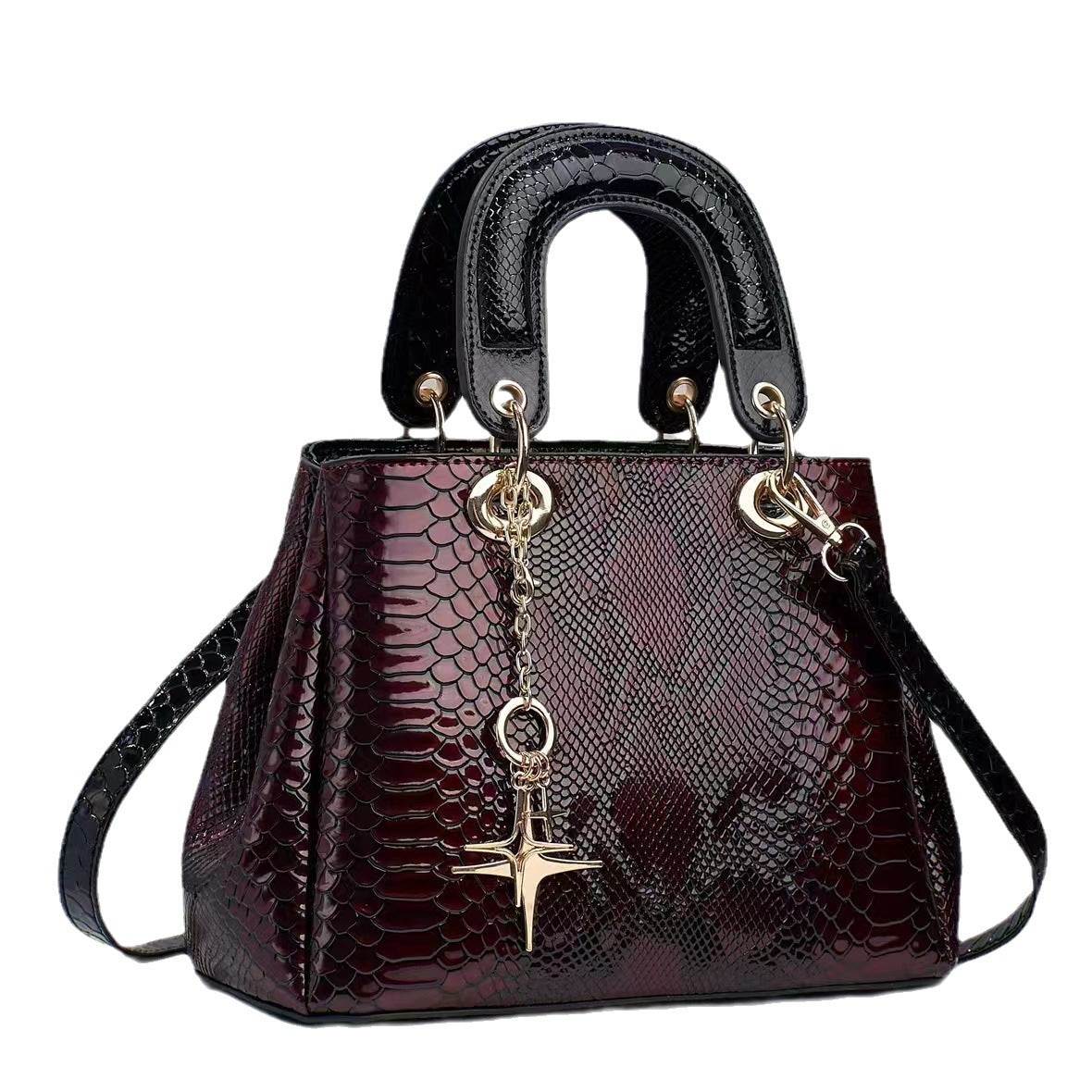 Women's Fashion Crocodile Pattern Shoulder Bag red