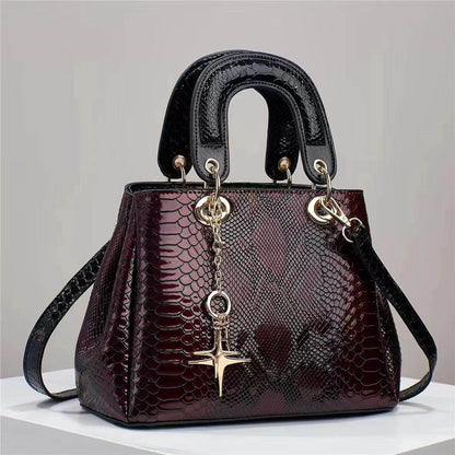 Women's Fashion Crocodile Pattern Shoulder Bag Red