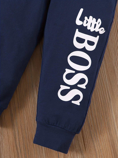 Boss Print Long Sleeve Boy sweat Suit Little Boss Print Long Sleeve Boy sweat Suit J&E Discount Store 