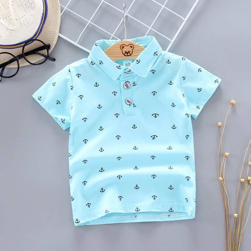 Korean Short Sleeve Anchor Print Little Boy's Korean Short Sleeve T-Shirt J&E Discount Store 