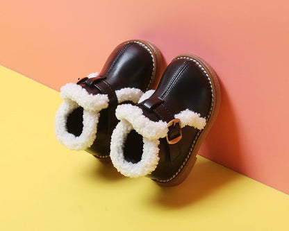 Baby Girl Autumn And Winter Plus Velvet Cotton Shoes - J&E Discount Store