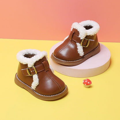 Baby Girl Autumn And Winter Plus Velvet Cotton Shoes - J&E Discount Store