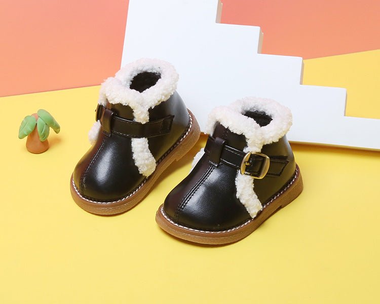 Baby Girl Autumn And Winter Plus Velvet Cotton Shoes - J&E Discount Store