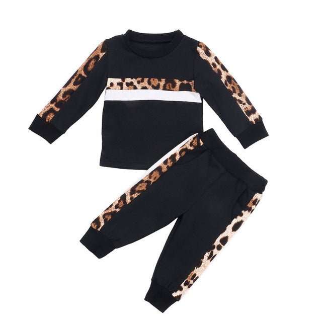 Baby Girls Stylish Set, Spring Winter Children Leopard Tracksuits - J&E Discount Store