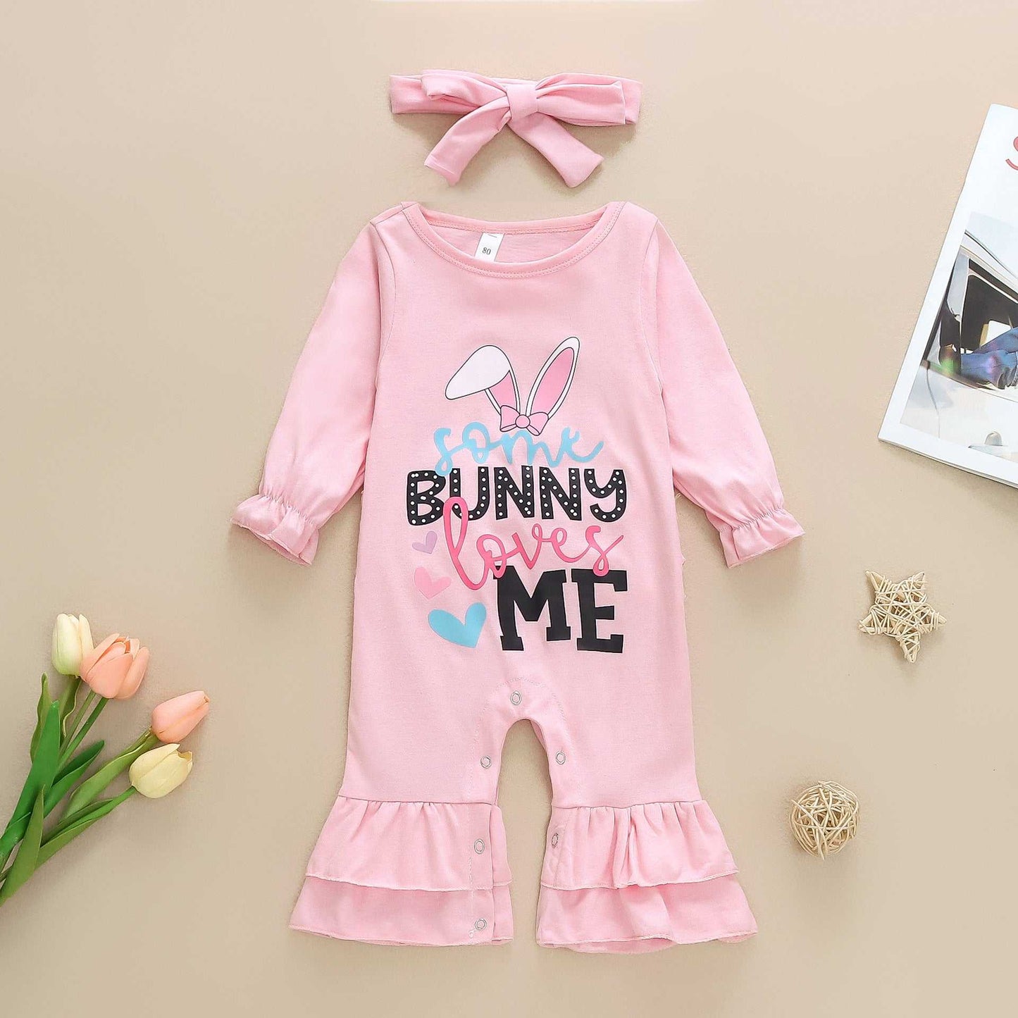 /Hair Band Rabbit Ears One-piece Romper W/Hair Band J&E Discount Store 