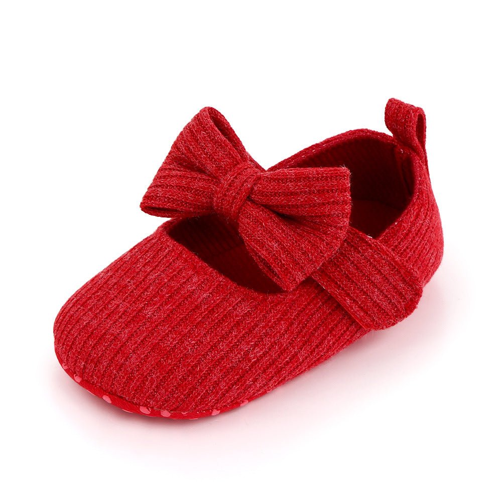 Bowknot Woolen Knit Baby Shoes Moccasins Princess Shoes Baby Shoes - J&E Discount Store