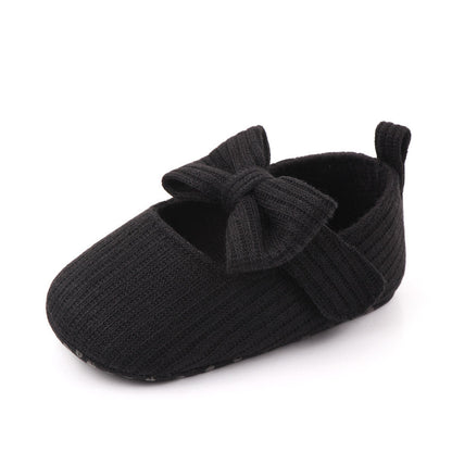 Bowknot Woolen Knit Baby Shoes Moccasins Princess Shoes Baby Shoes - J&E Discount Store