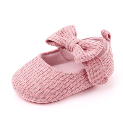 Bowknot Woolen Knit Baby Shoes Moccasins Princess Shoes Baby Shoes - J&E Discount Store