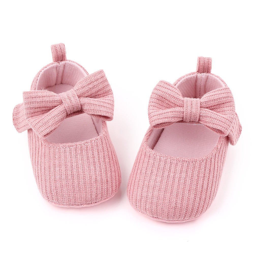 Bowknot Woolen Knit Baby Shoes Moccasins Princess Shoes Baby Shoes - J&E Discount Store