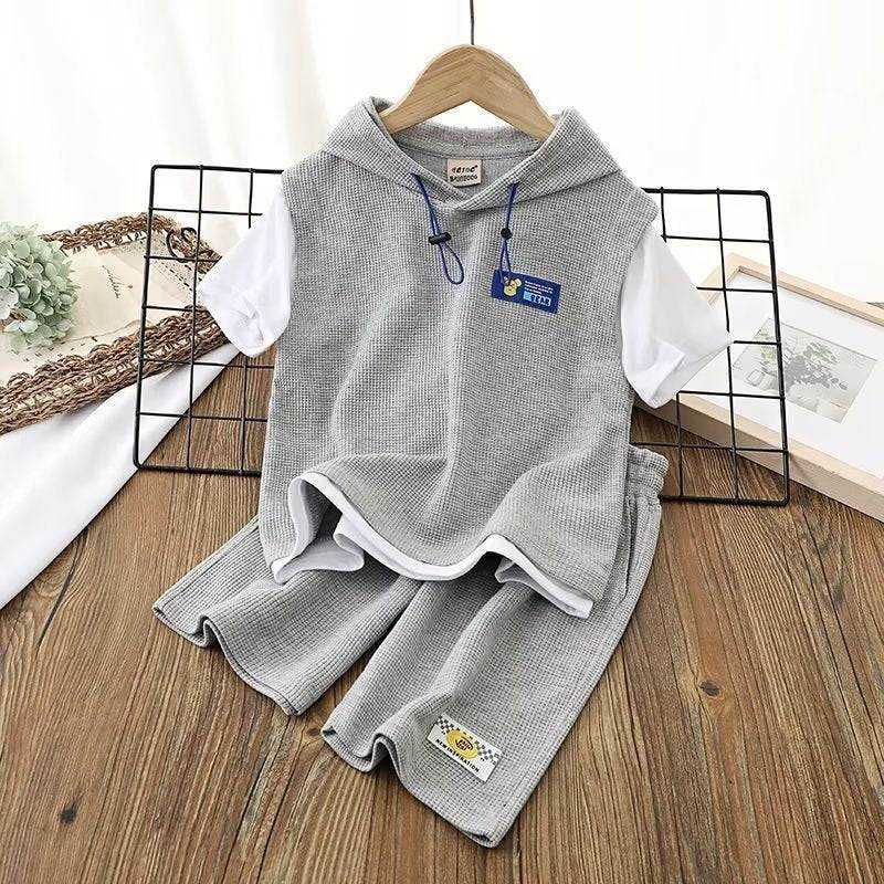 Boy Hooded Casual Short-sleeved T-shirt Thin Shorts - J&E Discount Store