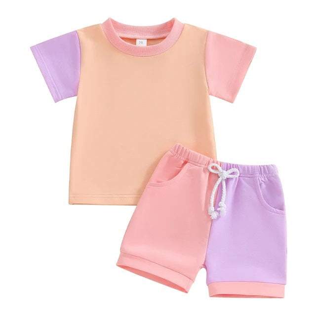 Matching Short-sleeved Matching Short-sleeved T-shirt And Shorts Two-piece Set J&E Discount Store 