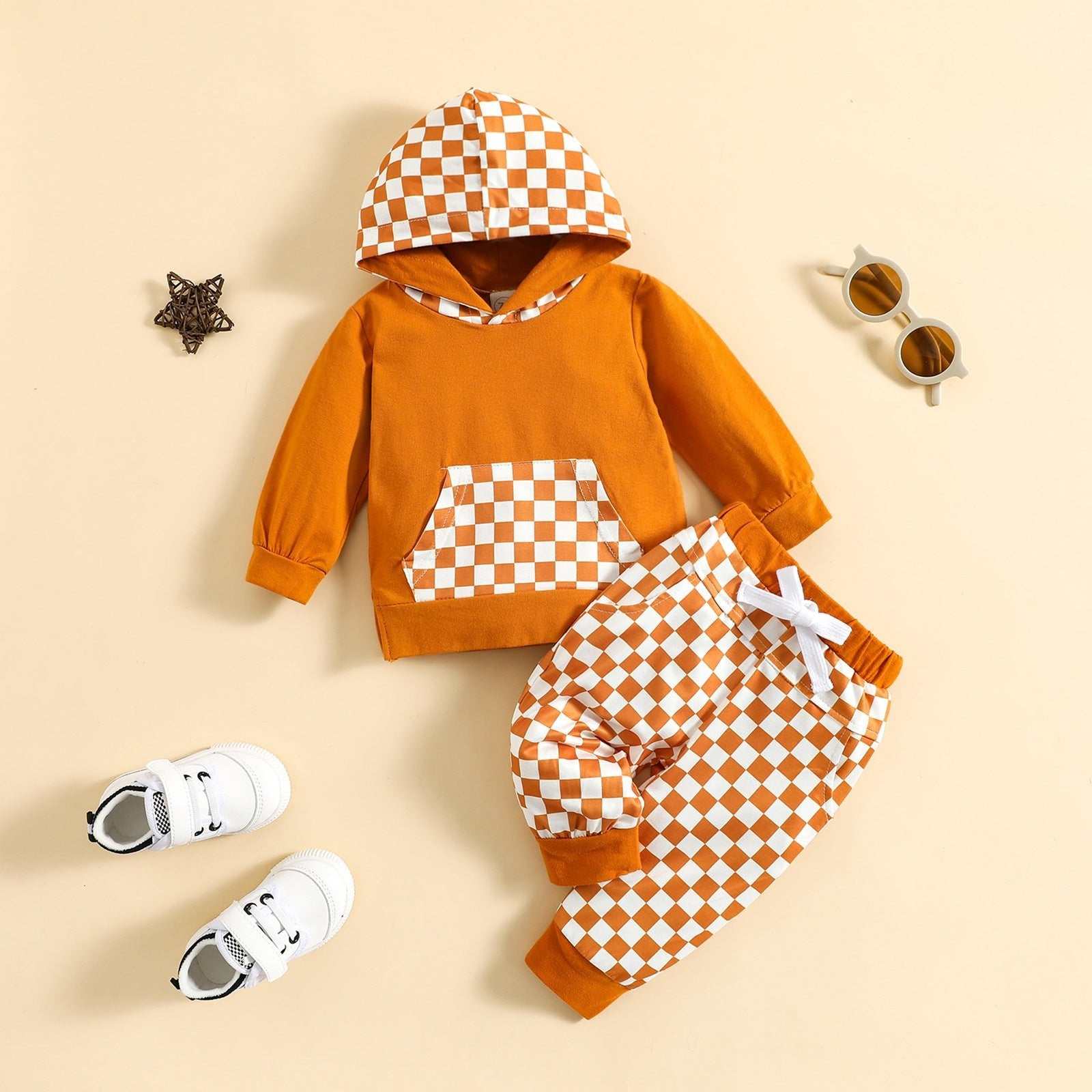 Winter Sports Leisure Hooded Plaid Suit Children's Autumn And Winter Sports Leisure Hooded Plaid Suit J&E Discount Store 