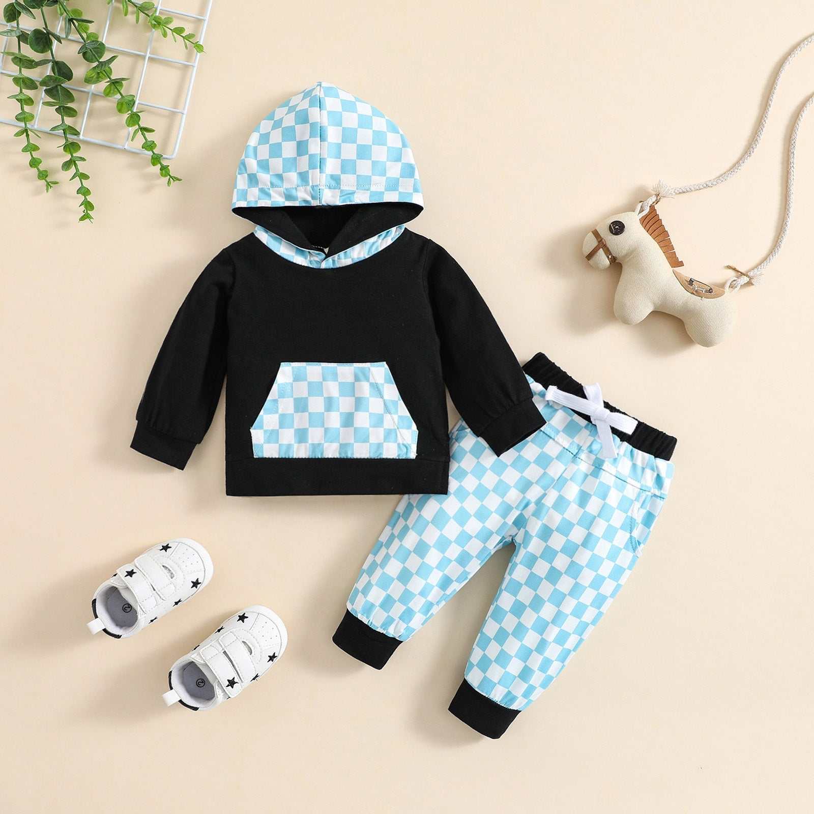 Winter Sports Leisure Hooded Plaid Suit Children's Autumn And Winter Sports Leisure Hooded Plaid Suit J&E Discount Store 