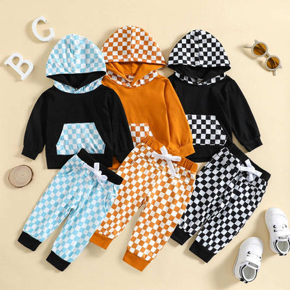 Winter Sports Leisure Hooded Plaid Suit Children's Autumn And Winter Sports Leisure Hooded Plaid Suit J&E Discount Store 