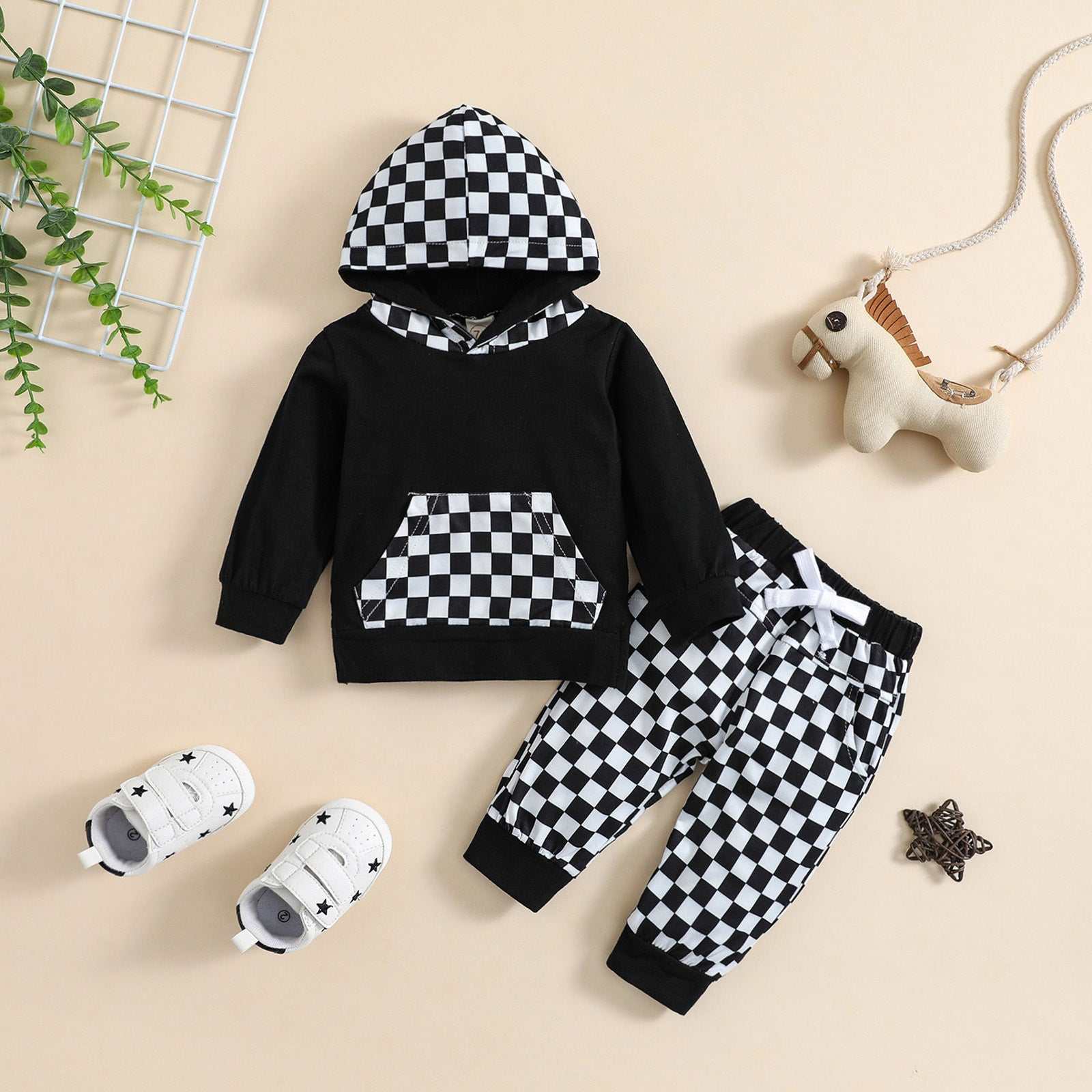 Winter Sports Leisure Hooded Plaid Suit Children's Autumn And Winter Sports Leisure Hooded Plaid Suit J&E Discount Store 