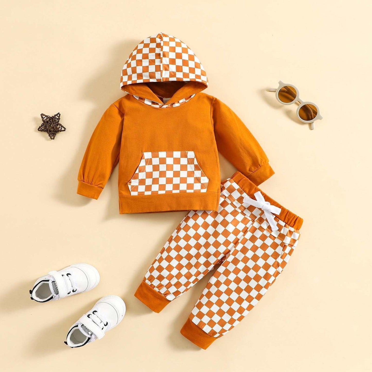 Winter Sports Leisure Hooded Plaid Suit Children's Autumn And Winter Sports Leisure Hooded Plaid Suit J&E Discount Store 