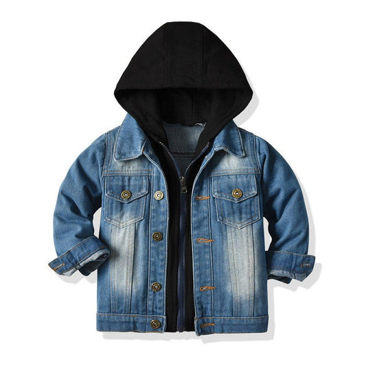 -piece Denim Jacket, Children' Children's Fake Two-piece Denim Jacket, Children's Hooded Fashion Casu J&E Discount Store 