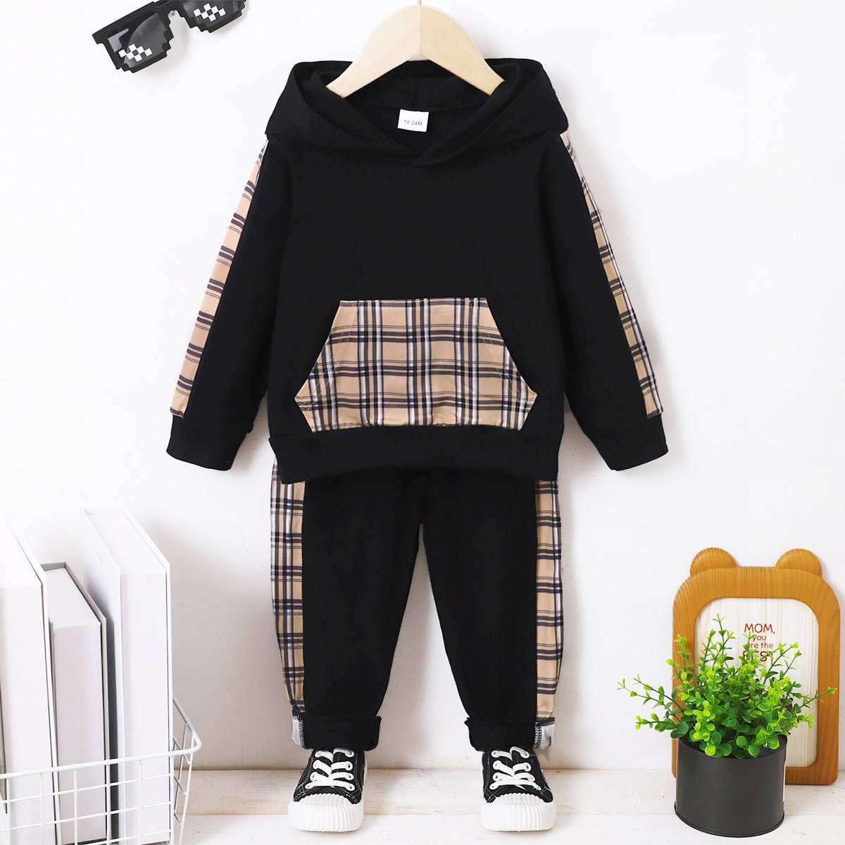 Children' Children's Fashion Plaid Long-sleeved Sweat Suit J&E Discount Store 